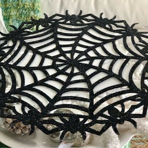 NEW! Halloween Spider Web Black PLACEMATS S/4